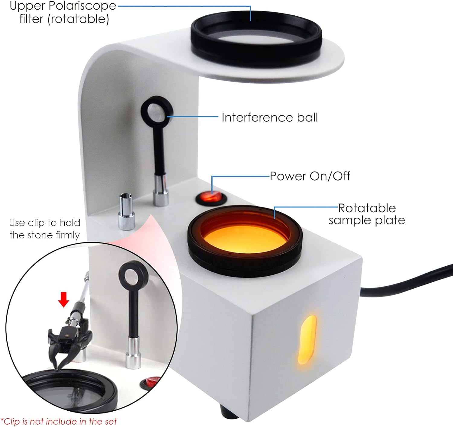 Polariscope LED Light with Glass Rotatable Filters, Jewelry Polarizer Tester Mag