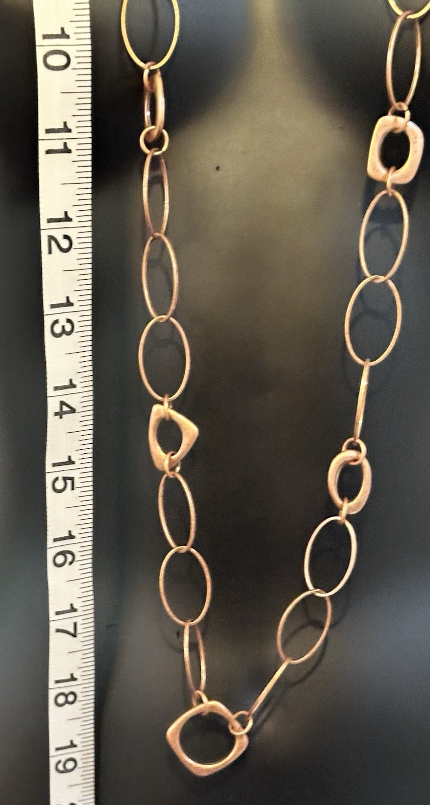 Copper Layered Link Chain Necklace approx. 38 in Toggle Closure No Stone