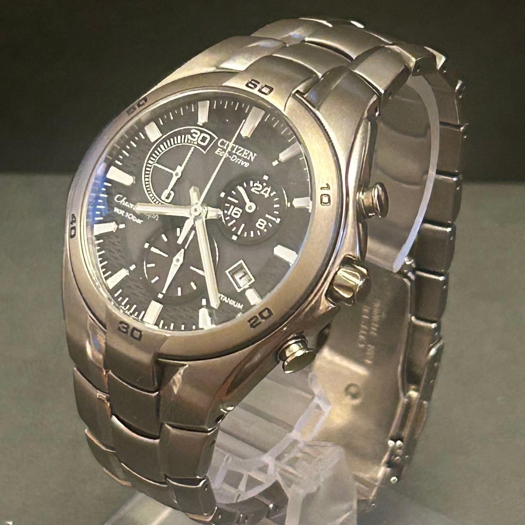 CITIZEN H570-S030757 Eco-Drive Chronograph SIlver Black Used Japan