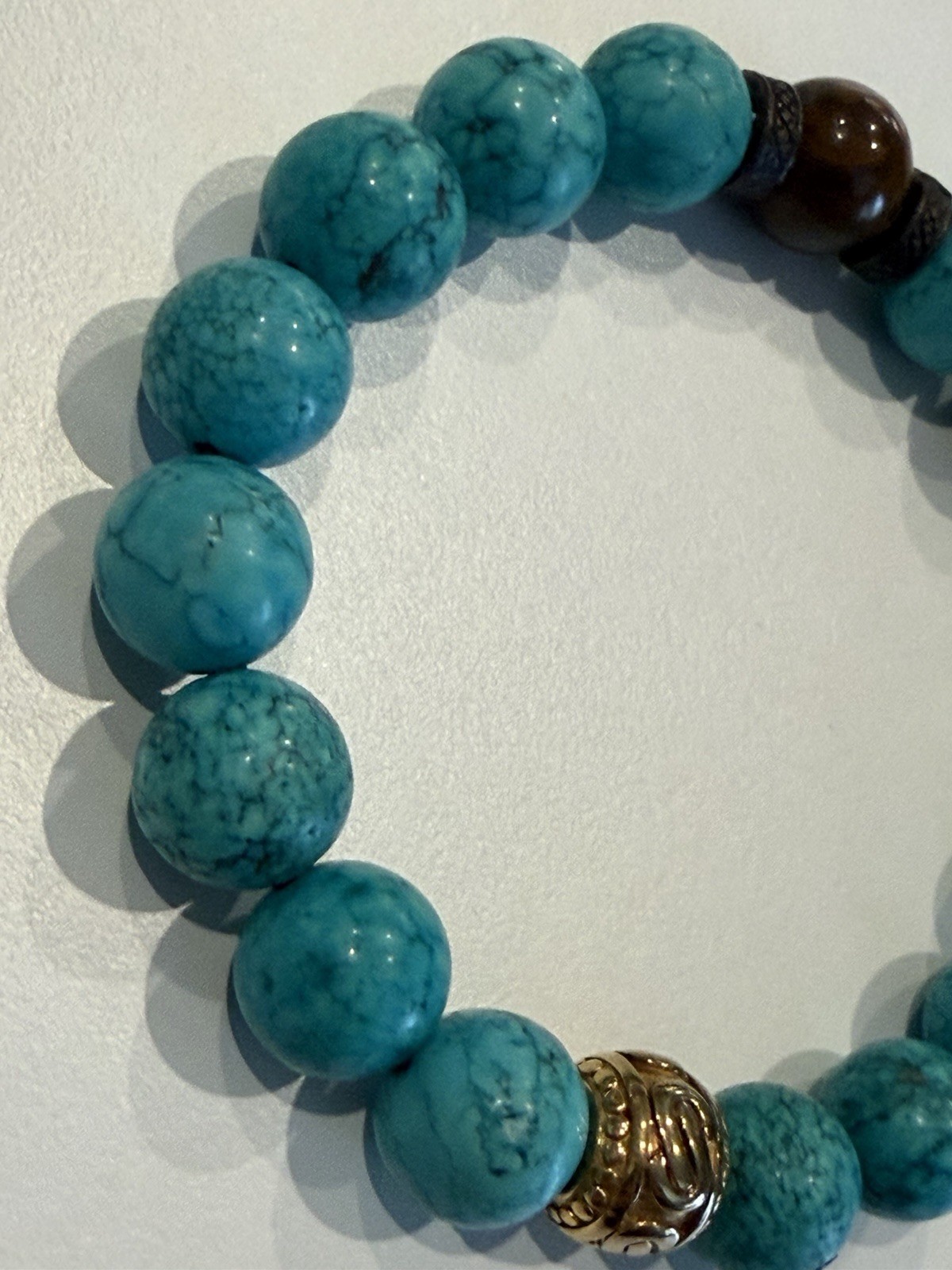 Beautiful Genuine Turquoise Beaded Stretch Bracelet 20 cm / 7.8″ Natural Stones