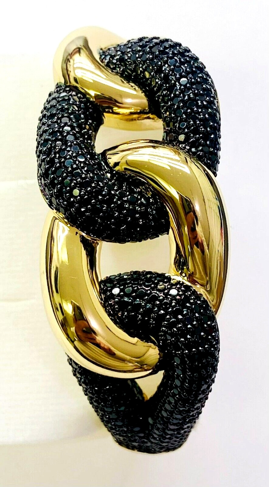 HSN Bellezza Jewelry Collection Bronze Black Spinel Interlock Bangle Bracelet