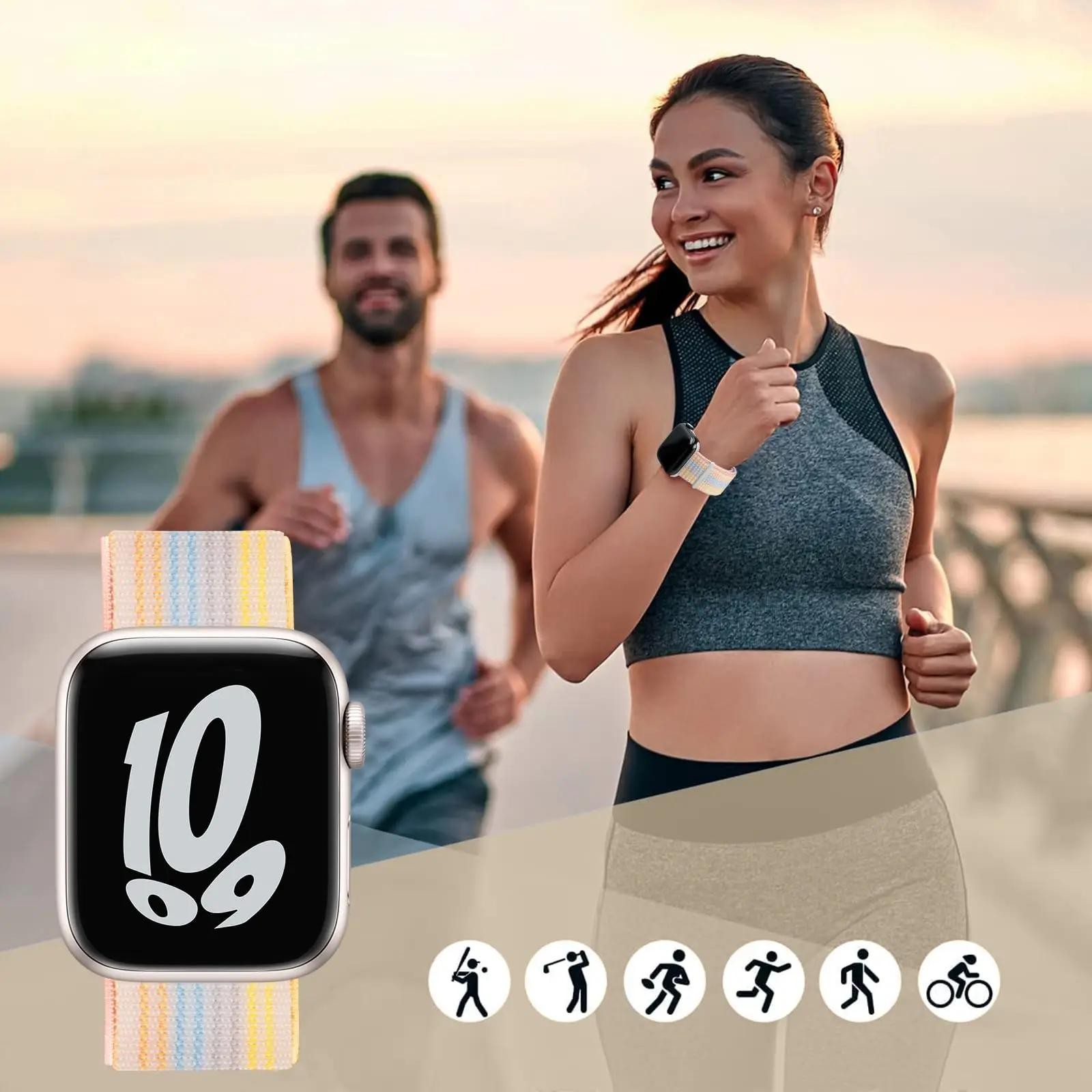 New Nylon Loop Strap Apple Watch Band 46mm 40mm Smart Belt Bracelet for Iwatch