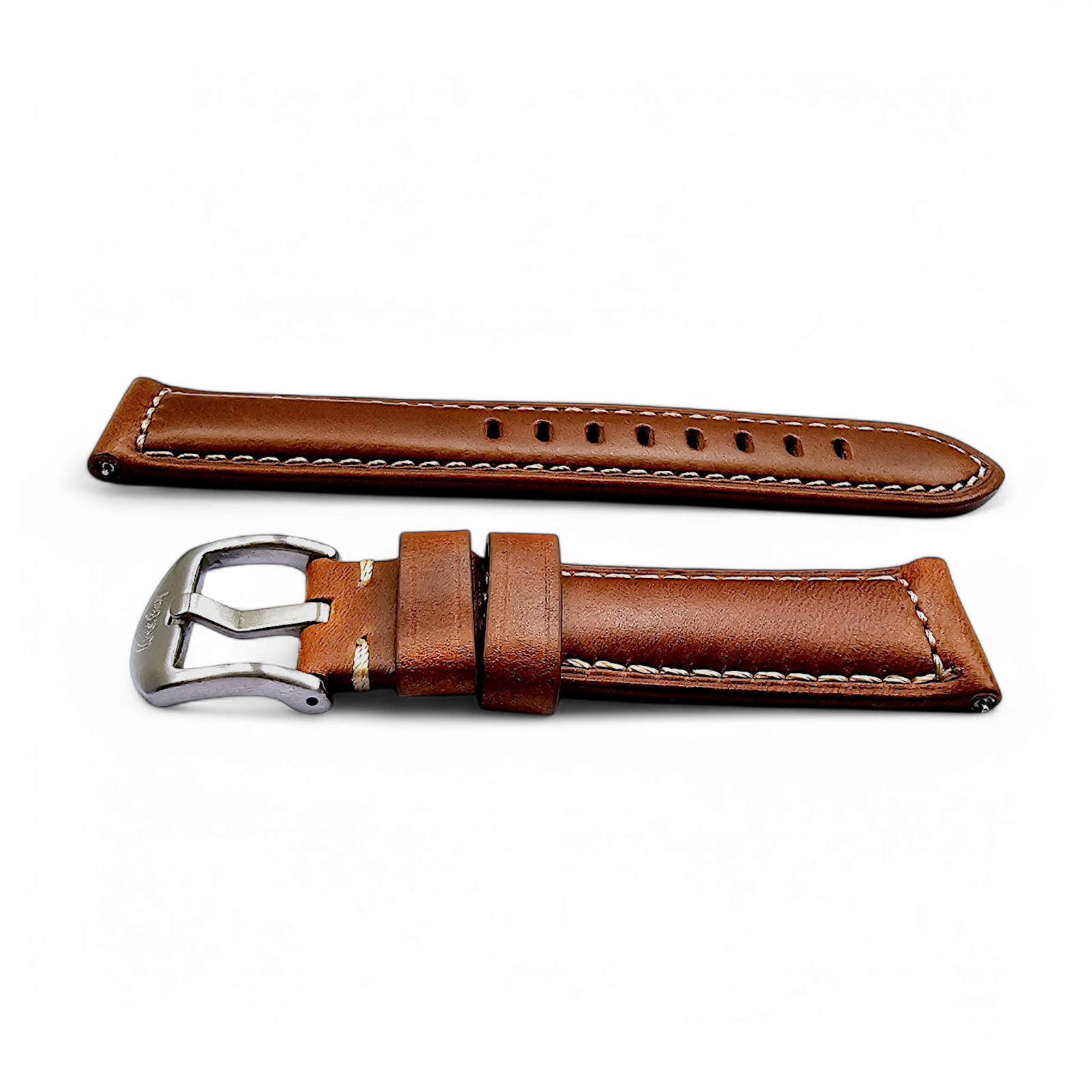 Vegetable Tanned Cracked Leather Watch Strap Band Top Grain Two Mens 20mm 22mm