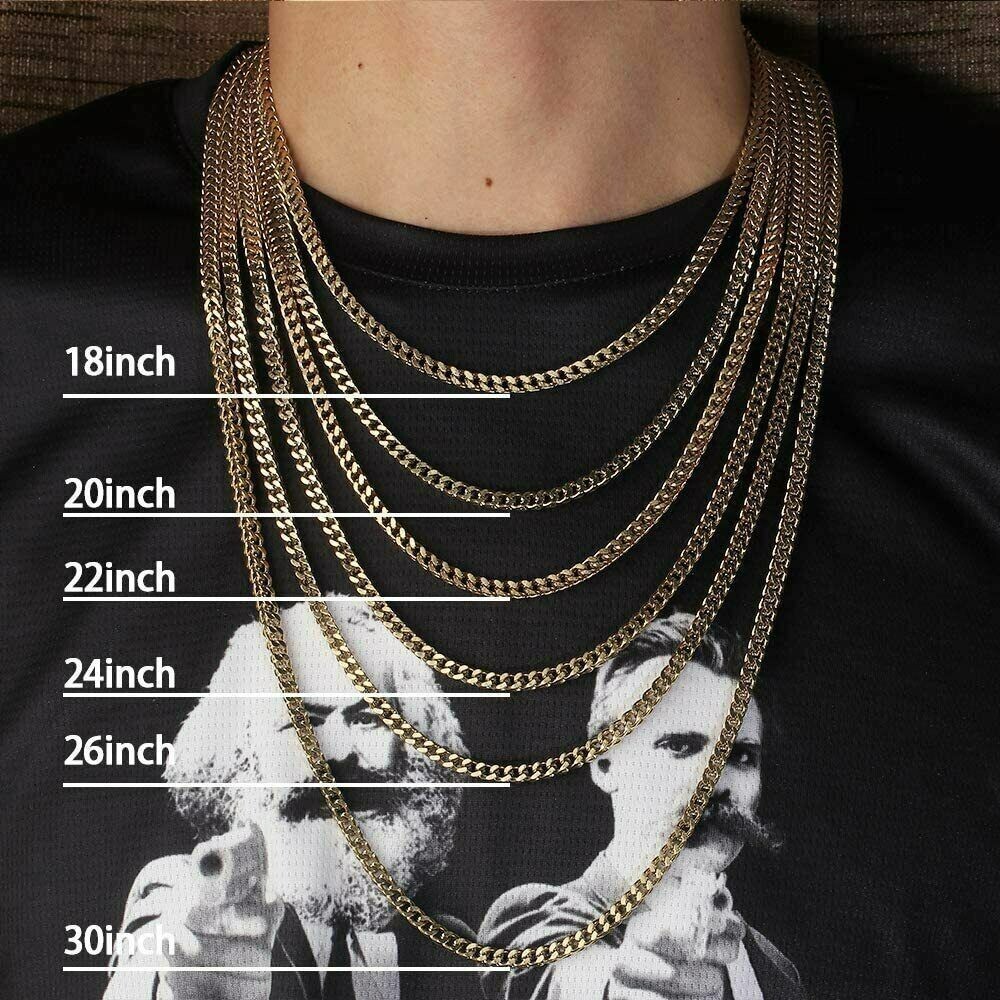 Unisex Stainless Steel Franco Link Chain Solid Square Box Necklace 2.5MM 4MM