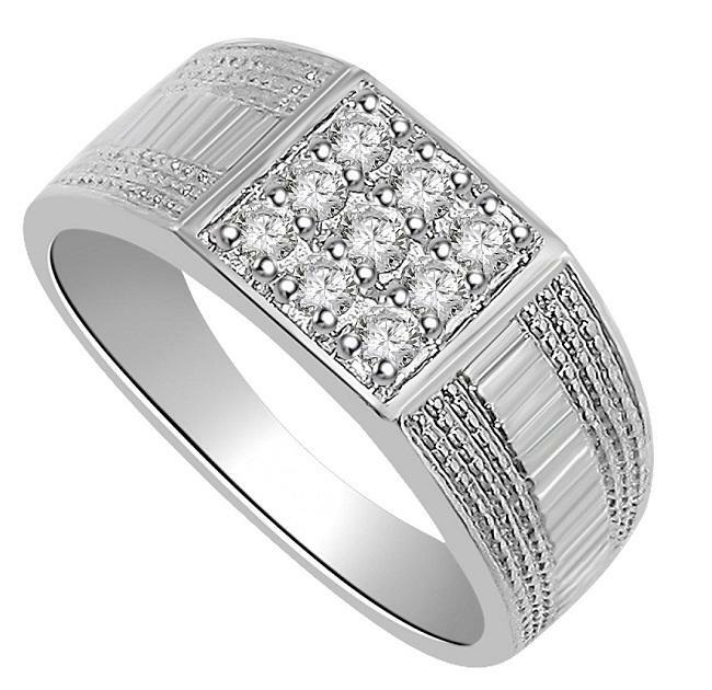 Round Cut Diamond 0.35 Ct I1 G Men’s Wedding Ring 14K Gold Prong Set 8.40MM