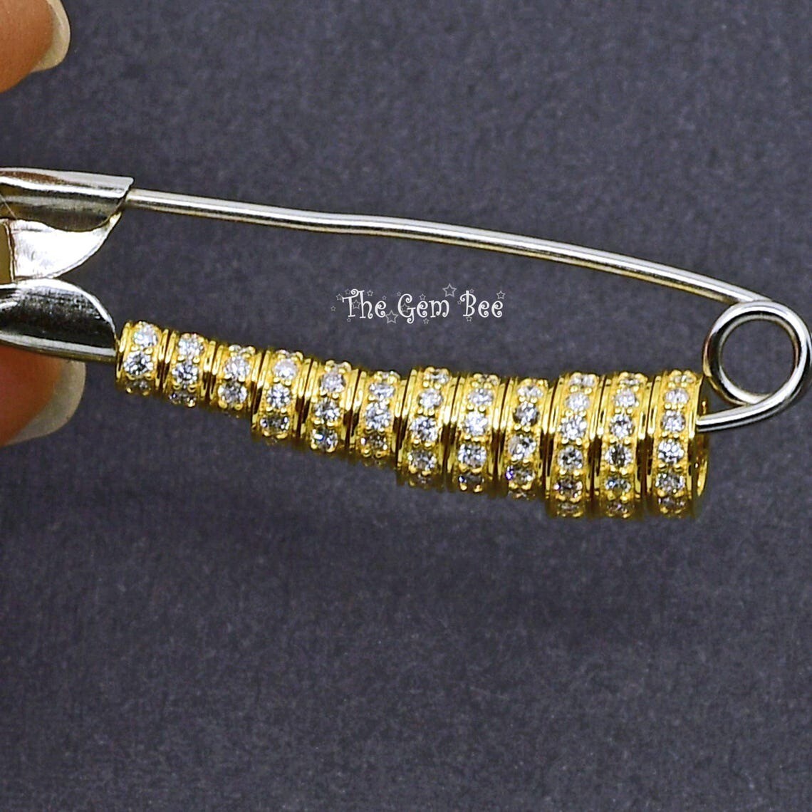 3mm 4mm 5mm 6mm 14k Yellow Gold Diamond Eternity Rondelle Wheel Spacer Bead
