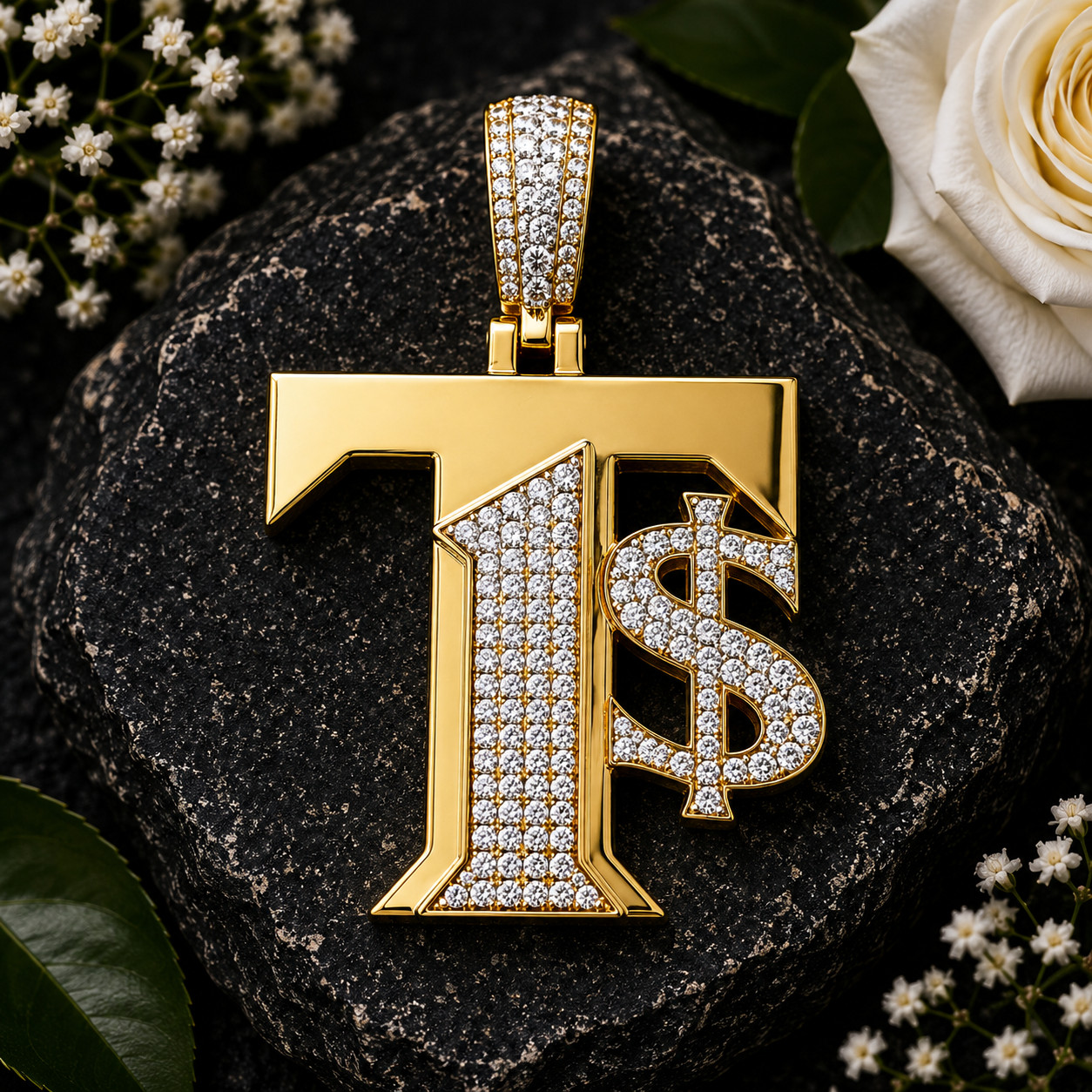 Personalised Letter Pendant , custom make Gift for Him , Lab Made Diamond .
