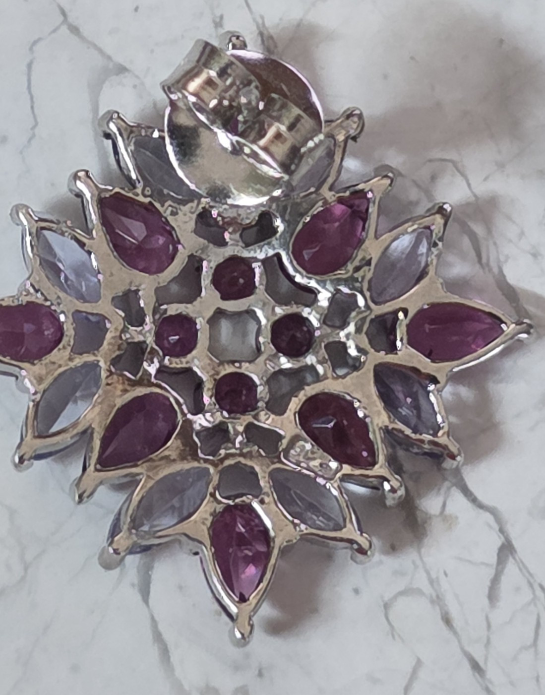 Natural Rhodolite & Tanzanite 14K WG Over 925 Sterling Stud Earrings, 4.52 ctw
