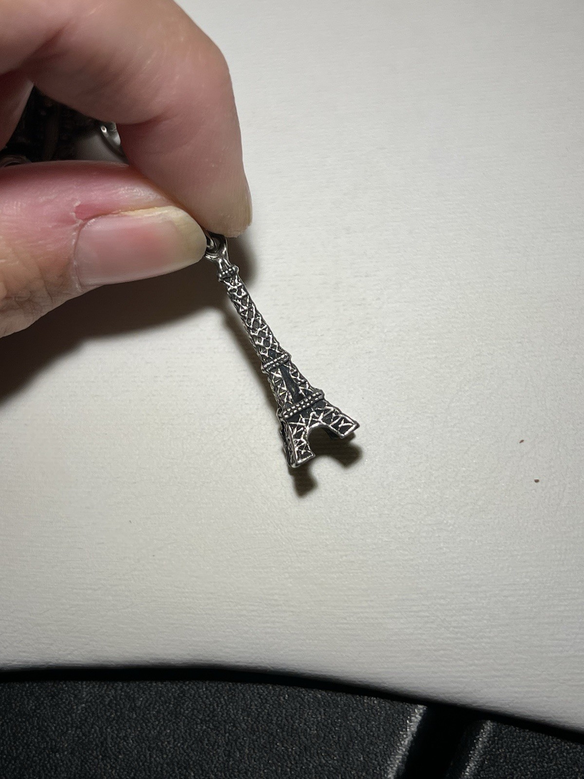 Vintage Paris Eiffel Tower Black Gray Metal Panel Bracelet