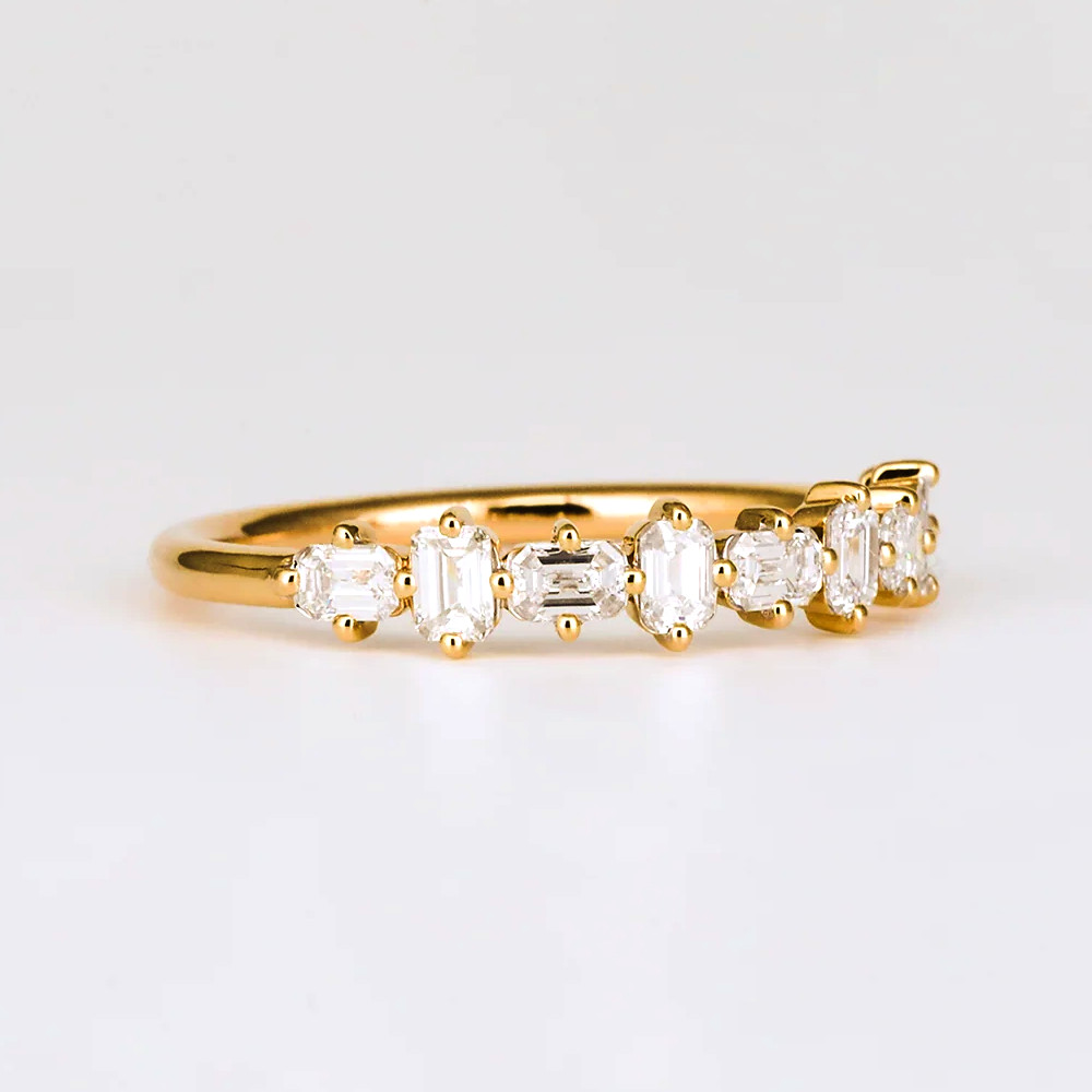 Lab Grown Diamond Stacking Band 14K Yellow Gold Emerald Cut 0.50 Ct GLI HRD Ring
