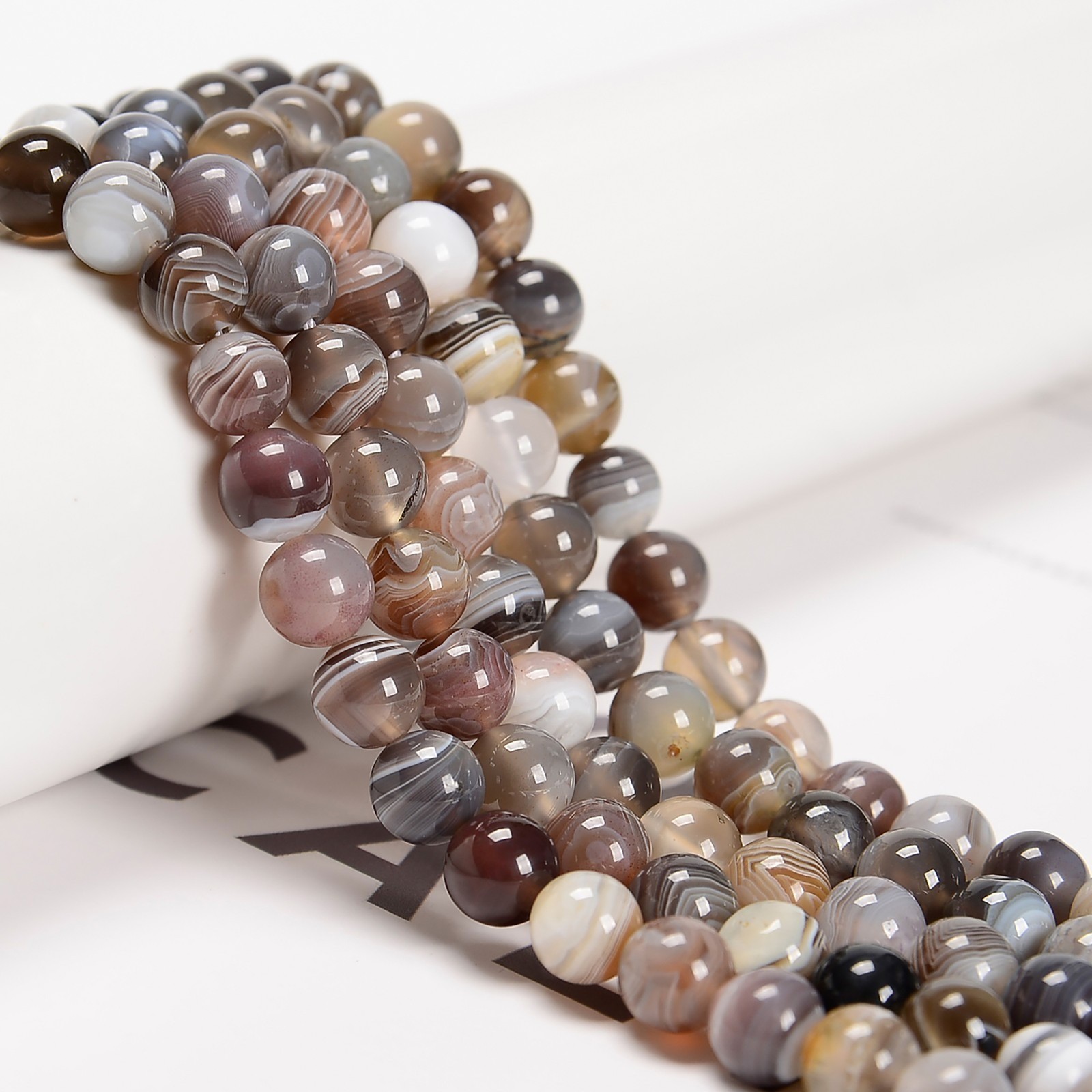 Natural Botswana Agate Smooth Round Beads 4mm 6mm 8mm 10mm 12mm 15.5″ Strand