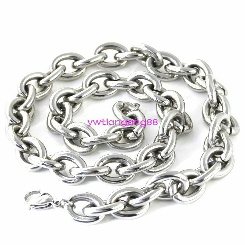 7″-40″ Heavy Huge Men’s 316L Stainless Steel Silver Big O Link Chain Necklace