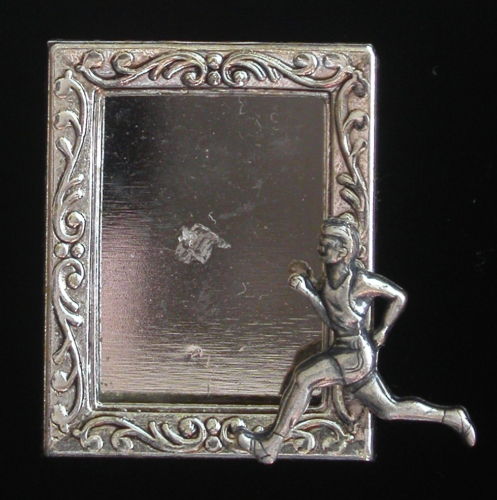 Cross-Country Runner Male Photo Photo Frame Pin Silver Plate & Matte Silver Ox