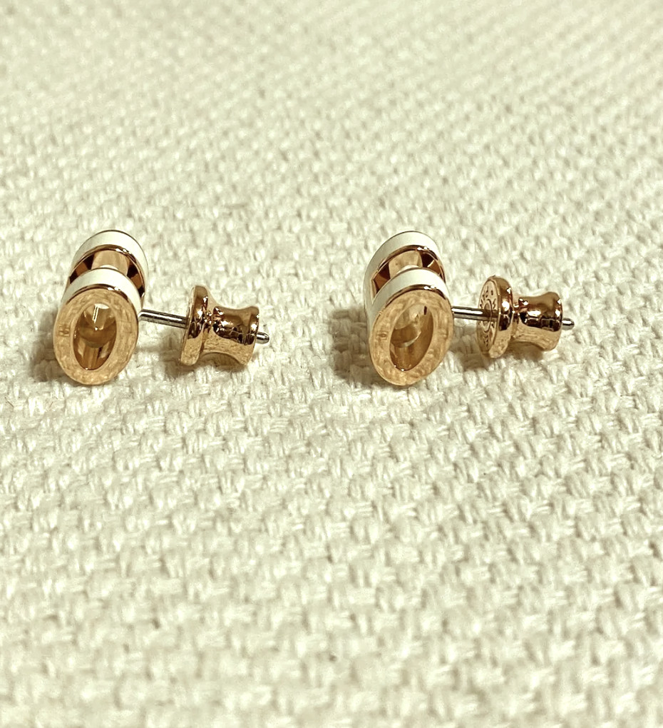 Hermes Mini Pop H White Lacquered Yellow Gold Earrings