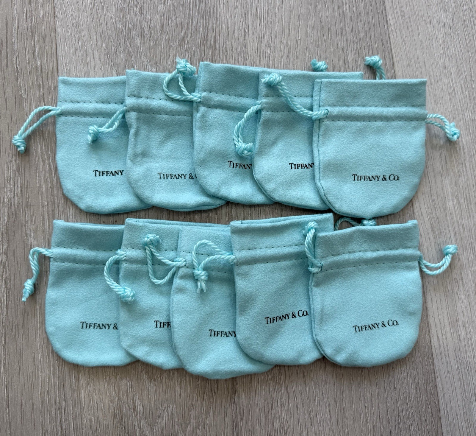 10pc Tiffany Empty Packaging Small Blue Drawstring Closure Jewelry Pouches new