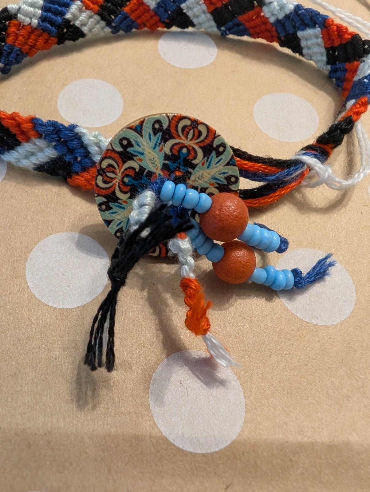 Handmade Friendship Bracelet Woven Boho Beaded Button Closure