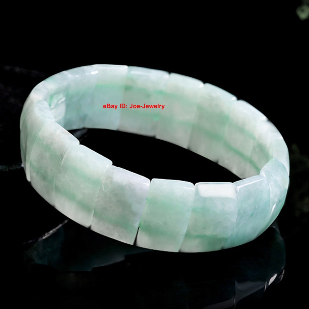 NEW Natural Grade A Jade Wider Rectangle Bead Stretch Bracelet 14-16cm