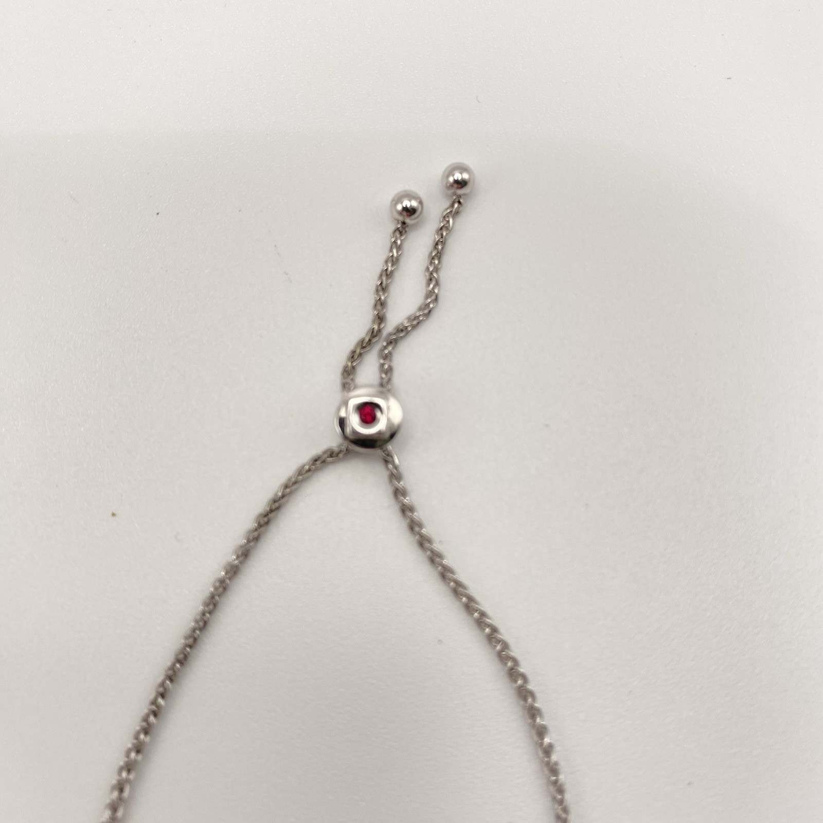 ELLE 925 Sterling Silver Bracelet Adjustable Ruby Accent Stone Slider CZ Stone