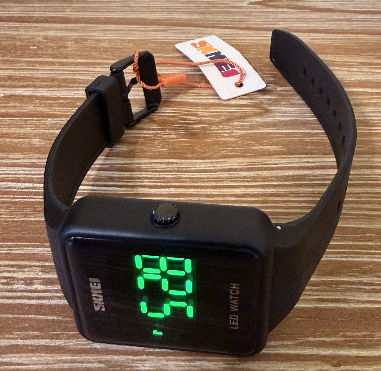 SKMEI LED Digital Quartz Wristwatch Black Silicone Strap Rectangle Case