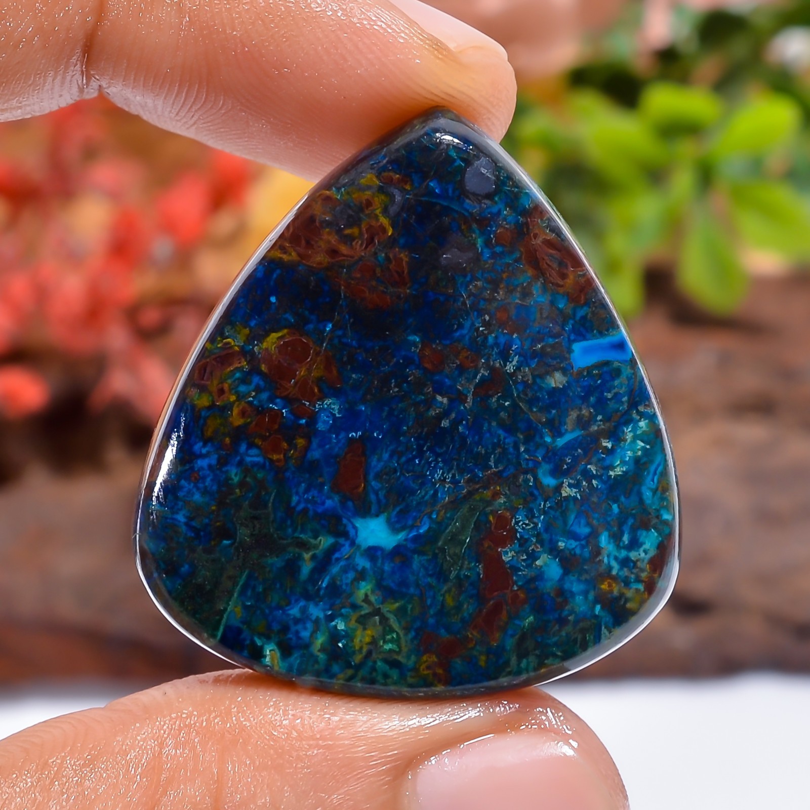 72Ct Natural Shattuckite Heart 32X30X5mm Loose Gemstone Cabochon