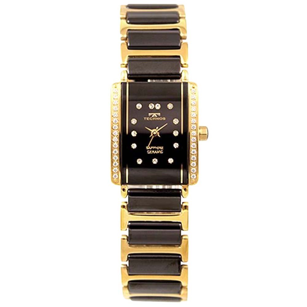 TECHNOS T9932GB Quartz Analog Black Gold Wrist watch
