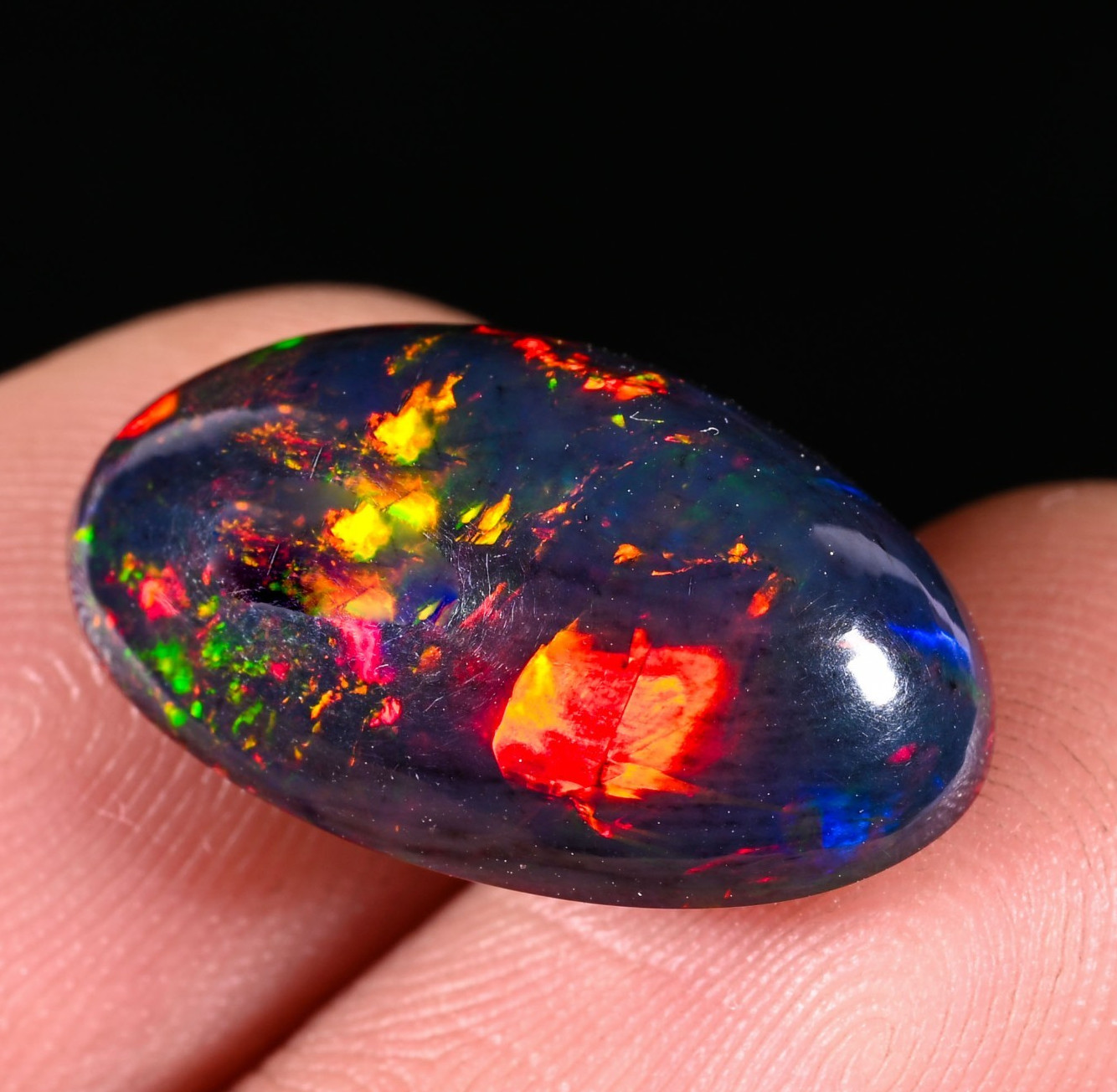 6.10 Ct Natural Ethiopian Opal Welo Fire Opal Cabochon Loose Gemstone 19x11x7 mm