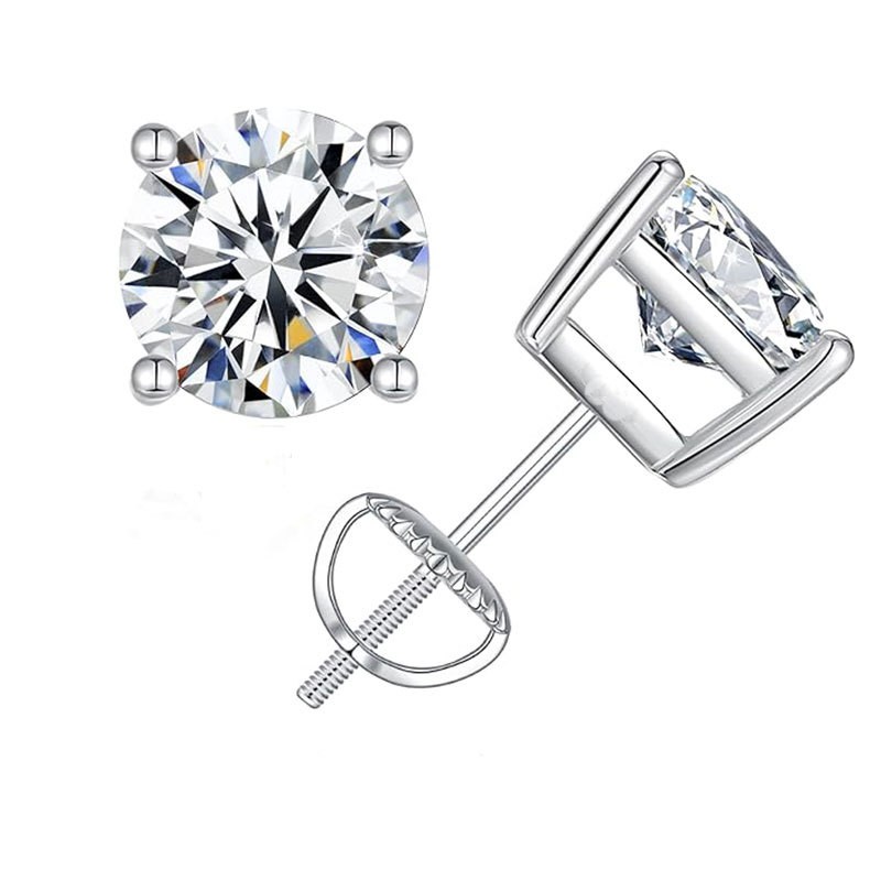Certified D VVS1 Moissanite Stud Earrings 925 Sterling Silver 0.50CT-4.00CT New