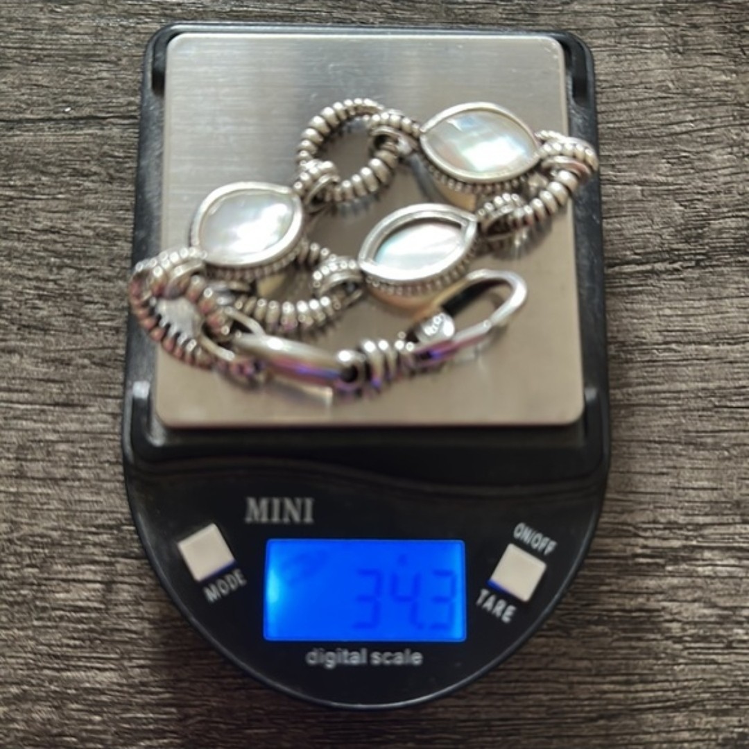 Lagos 925 Sterling Silver Mother of Pearl Oval Link Bracelet 7in Lobster