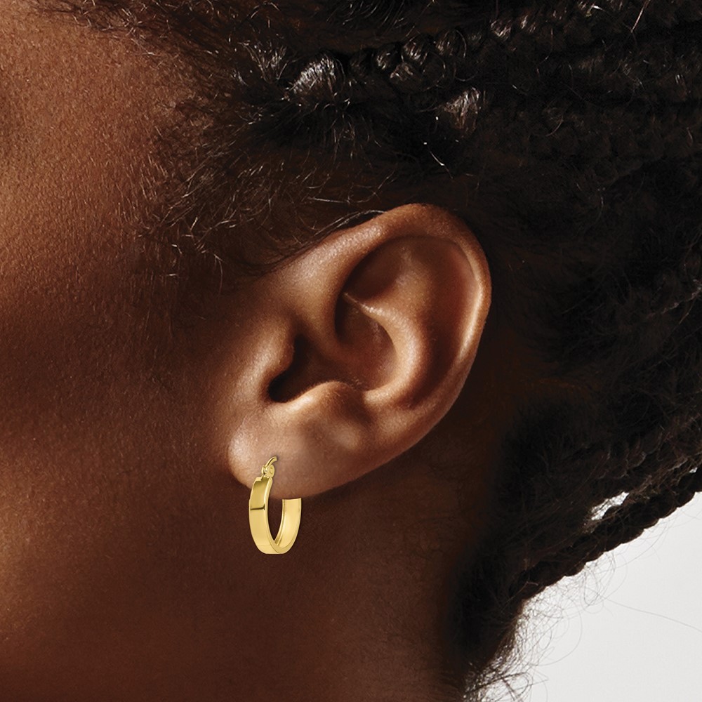 10k Yellow Gold Square Tube Hoop Earrings for Women 0.84g L-15mm, W-15mm