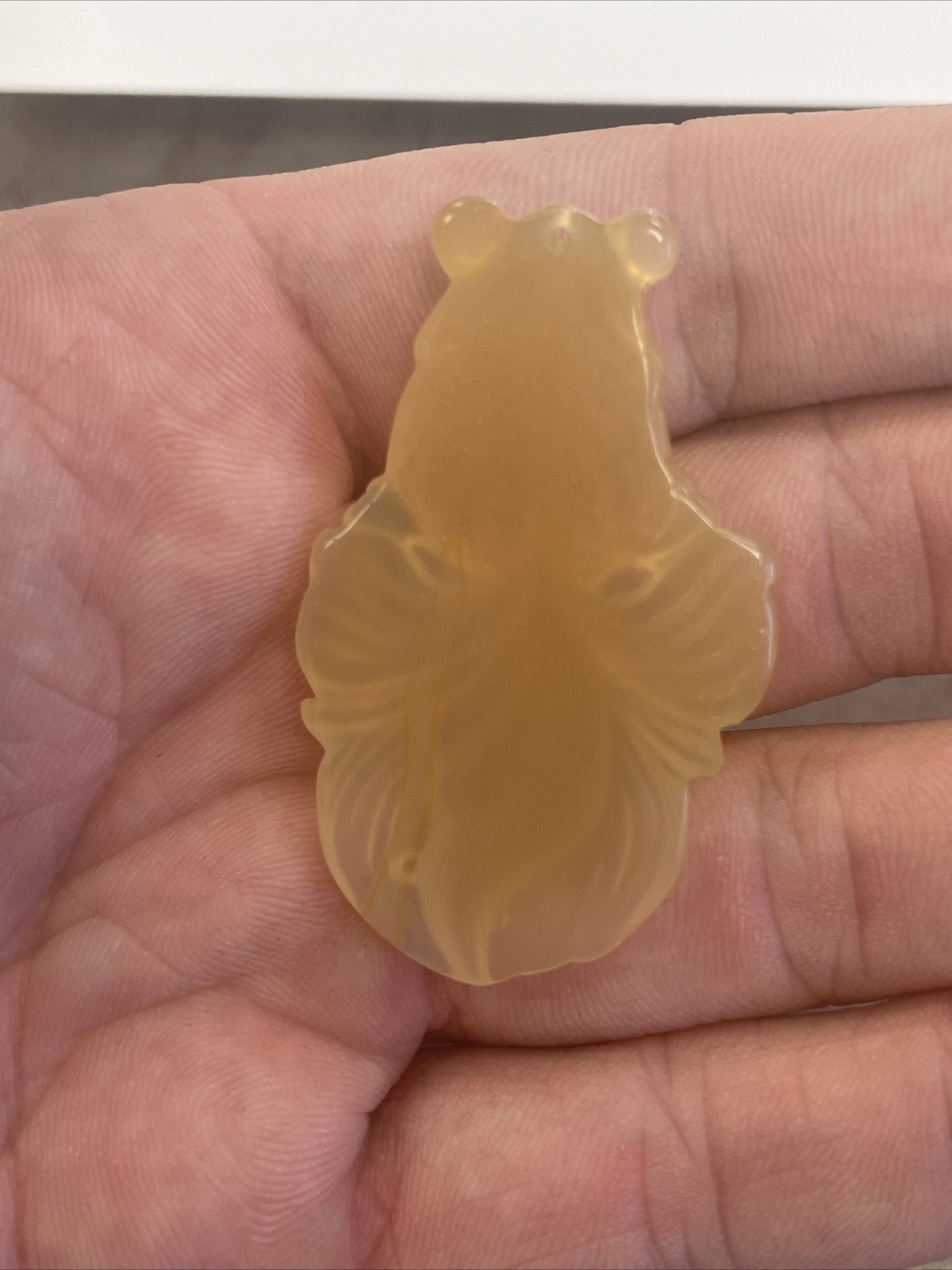 GIA Certified Pierced Carving Semi Transparent Orange Yellow Chalcedony Fish