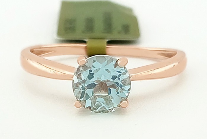 GENUINE 1.08 Cts AQUAMARINE RING 10K ROSE GOLD – Free Certificate Appraisal