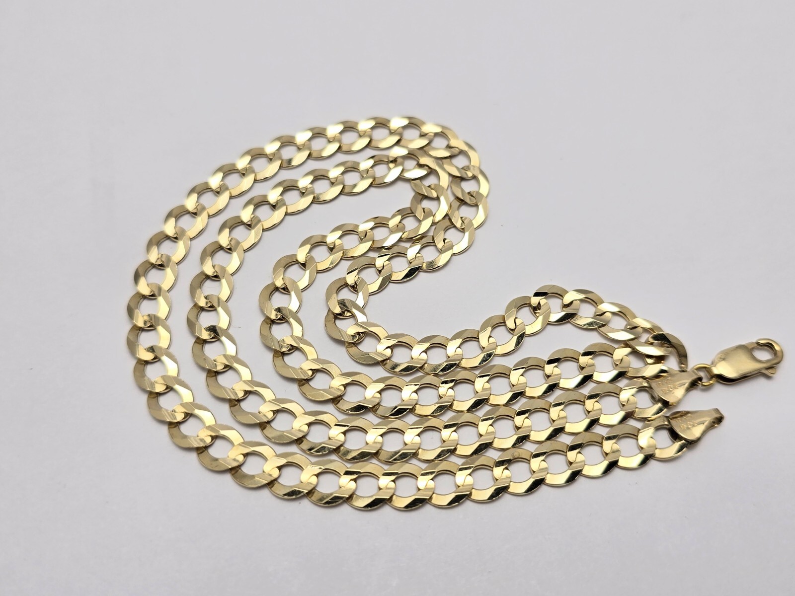 Unique 10K Karat Solid Yellow Gold Flat Curb Link Chain Necklace – 22.50″ Length