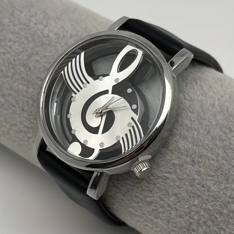 Music Note Black Watch Treble Clef Dial Quartz Wristwatch Fashion Gift Unisex