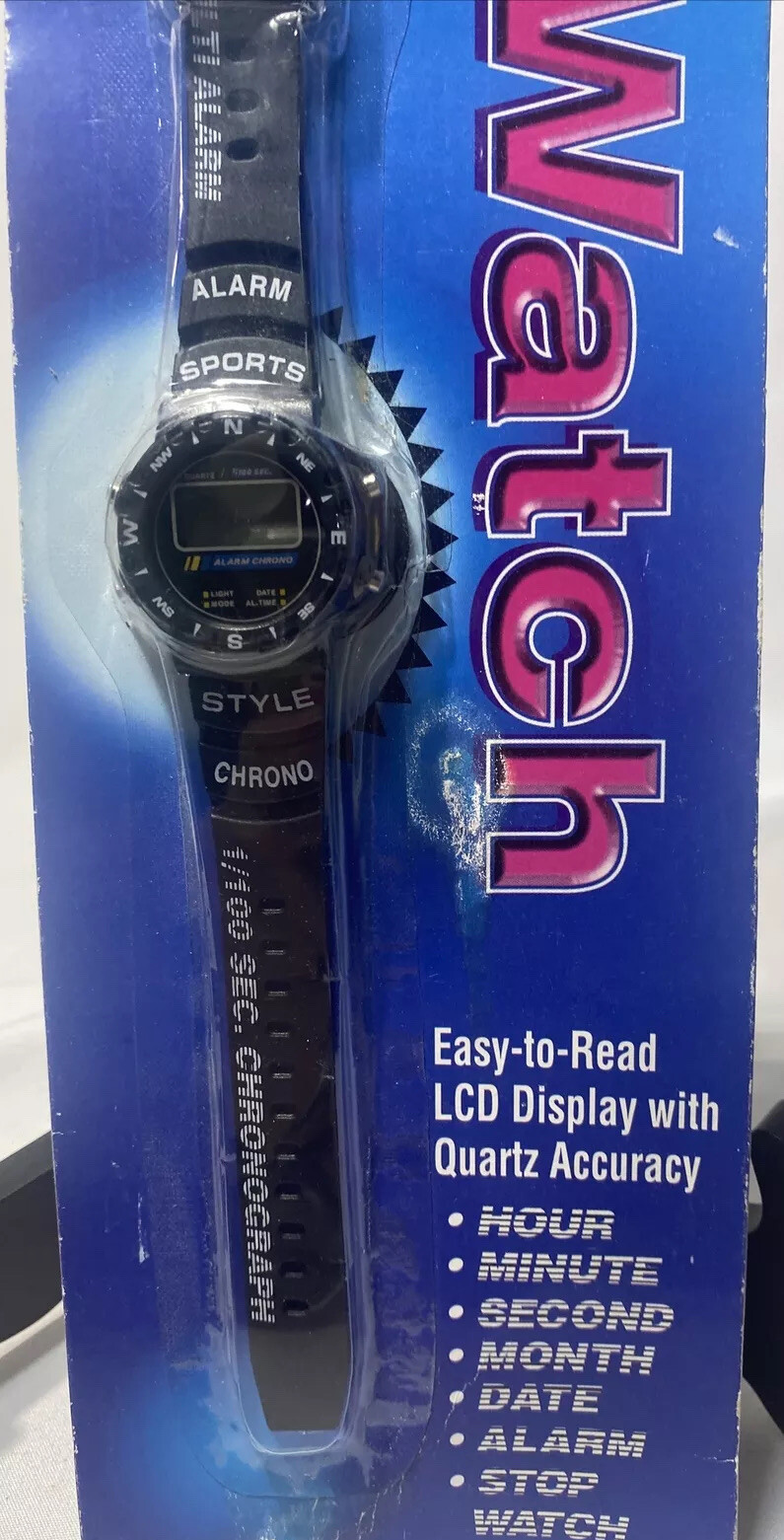Vintage Tozai 7 Function LCD Digital Men’s Wrist Watch Item NOS As Pictures