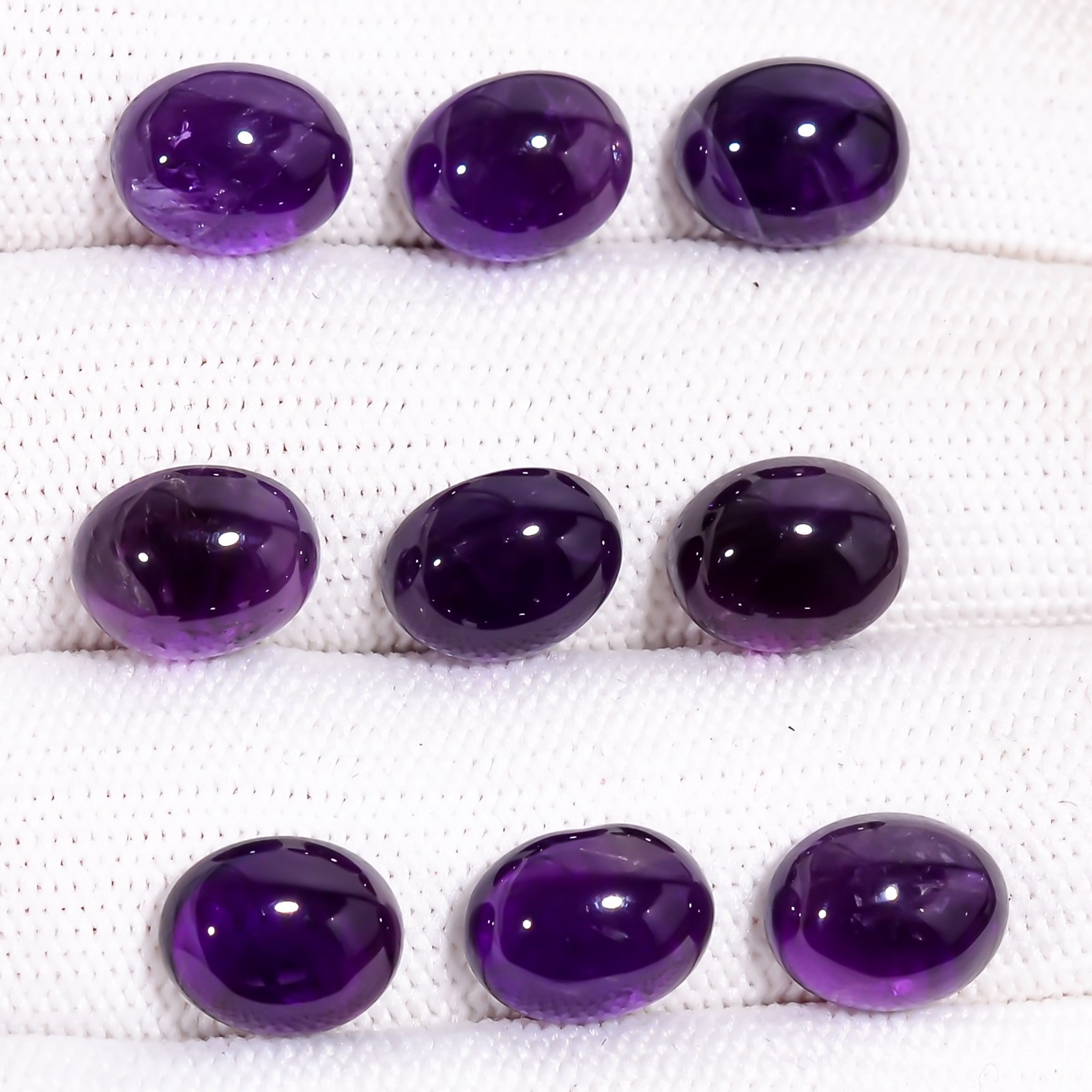 Natural Purple Amethyst Gemstone Oval Shape Cabochon 9 Pc Lot 27.50 Ct 10X8X5 mm