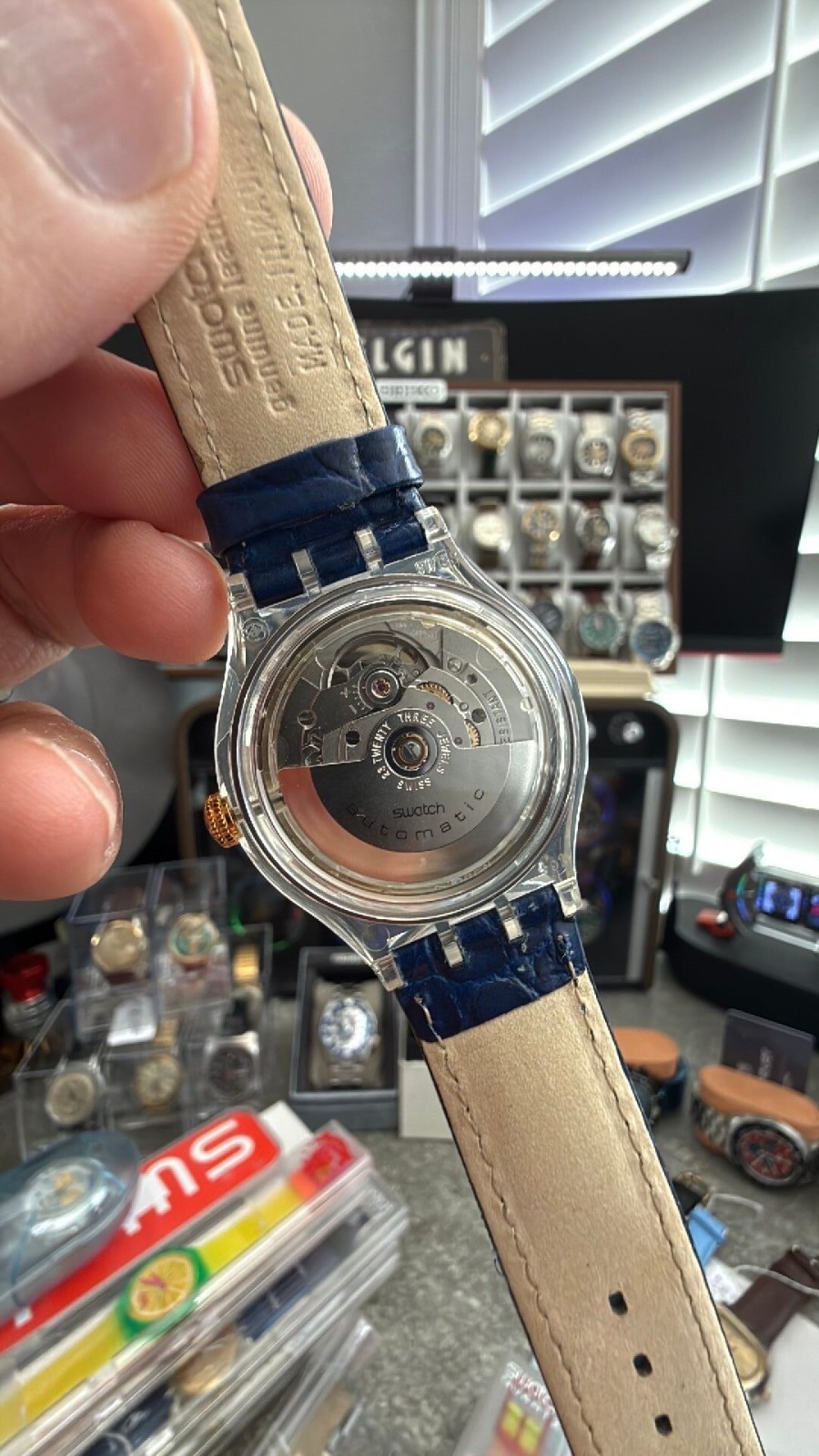 Swatch Automatic Hidden View SAK117 Skeleton 1995 Swiss Watch NOS Unworn Blue