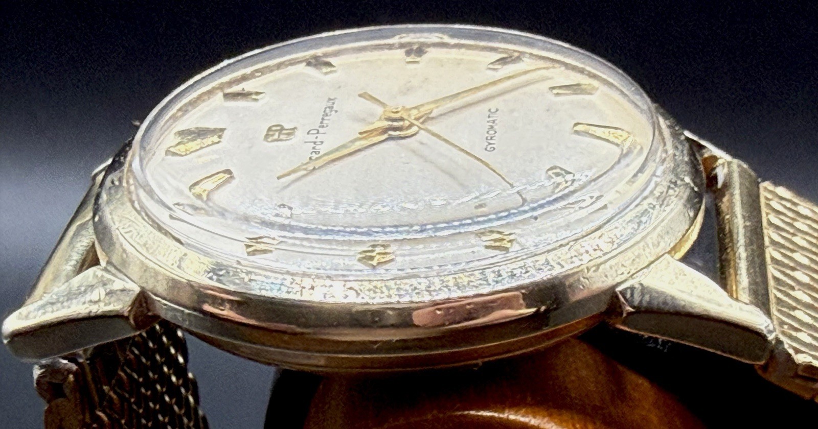 1960s Girard-Perregaux Gyromatic Automatic Swiss Watch Gold Mesh Bracelet