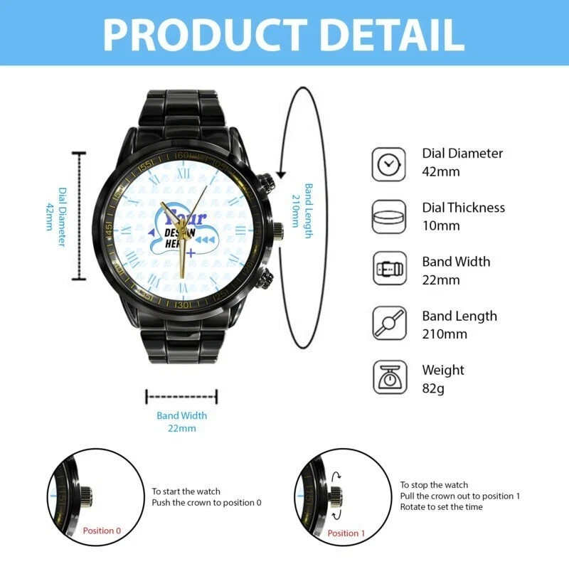 US Marine Corps, E 4 Marines Corporal – Black Stainless Steel Watch