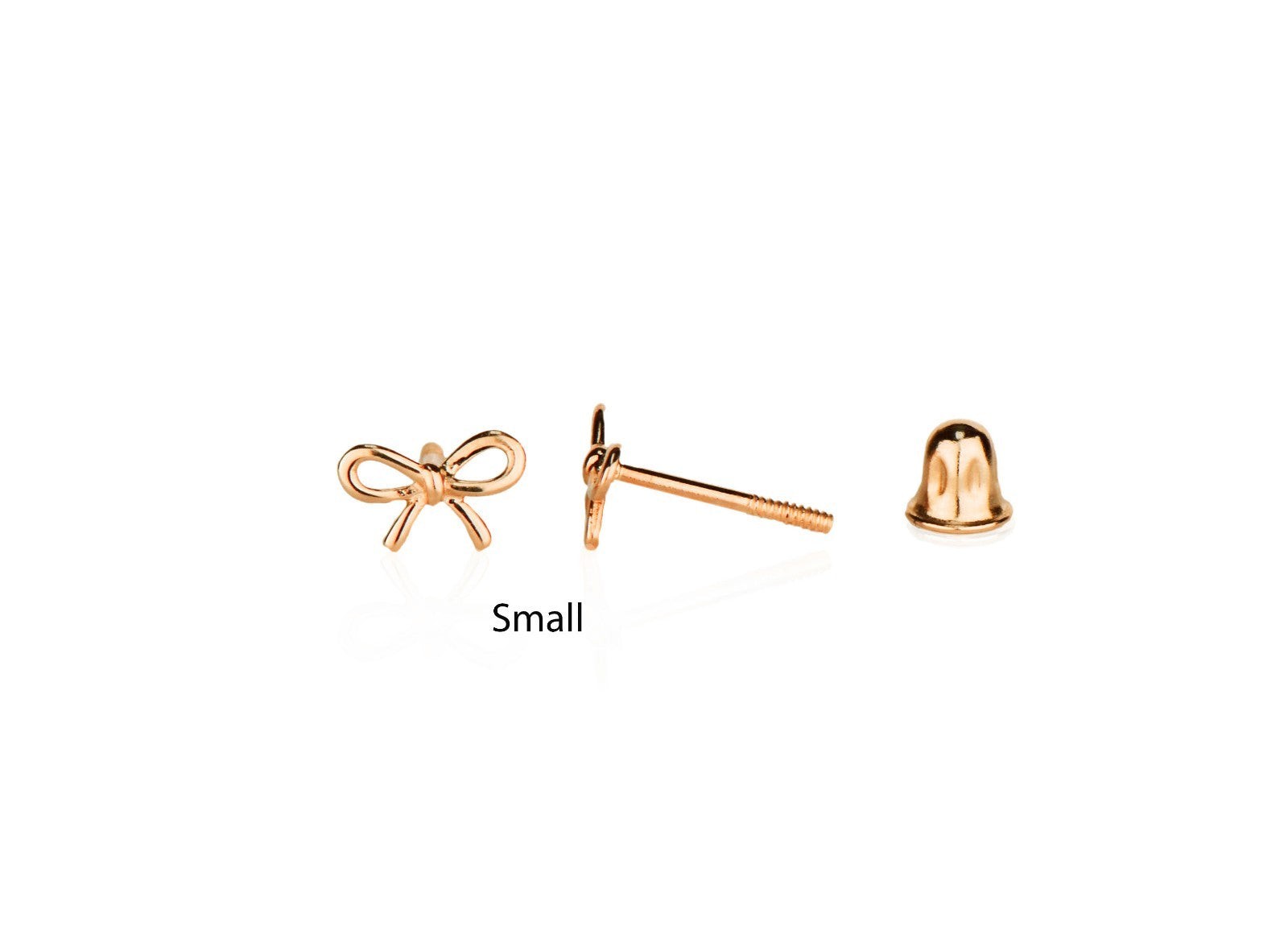 14K Yellow / White / Rose Gold Bow Tie Stud Earrings