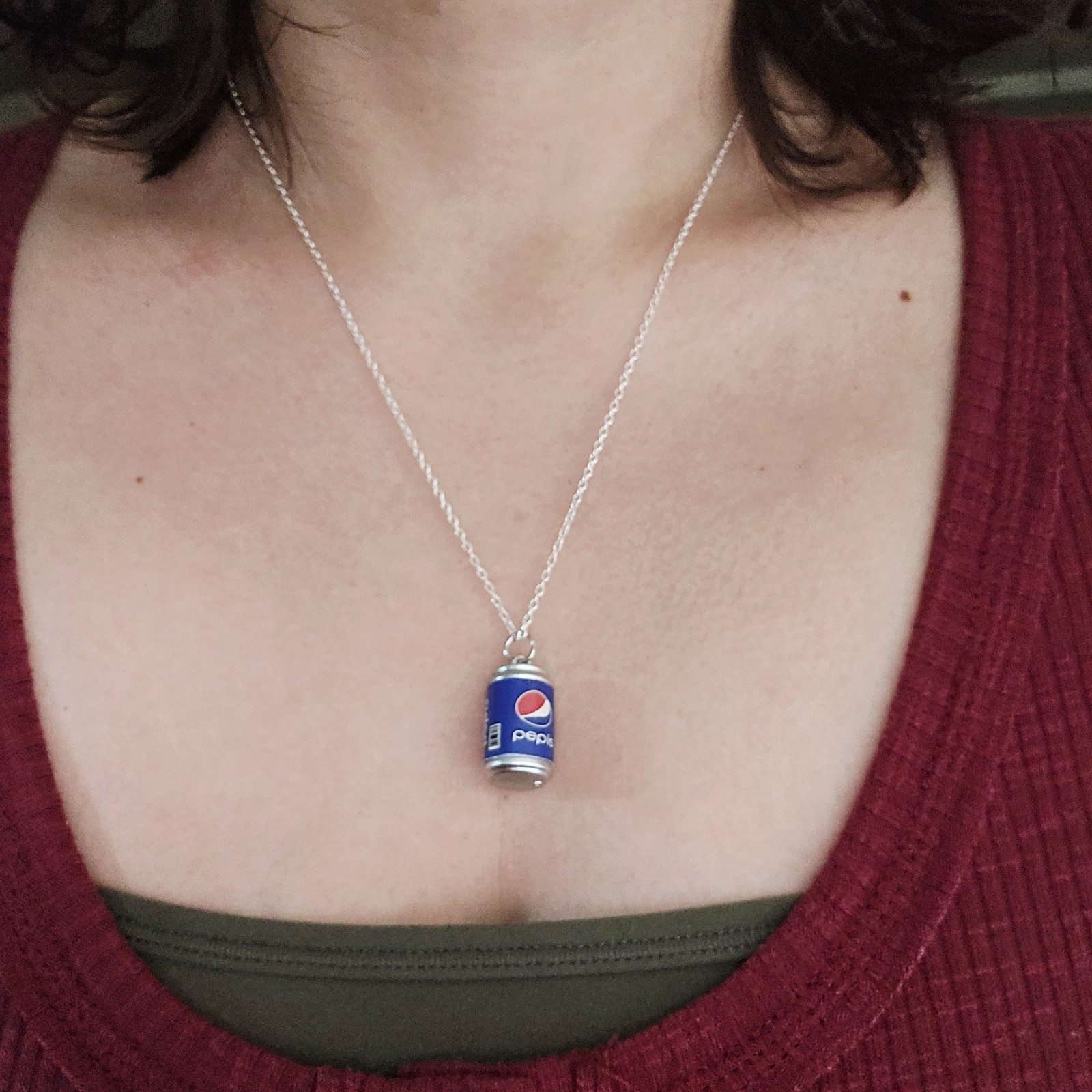 Dainty Silver Pepsi Pepis Necklace