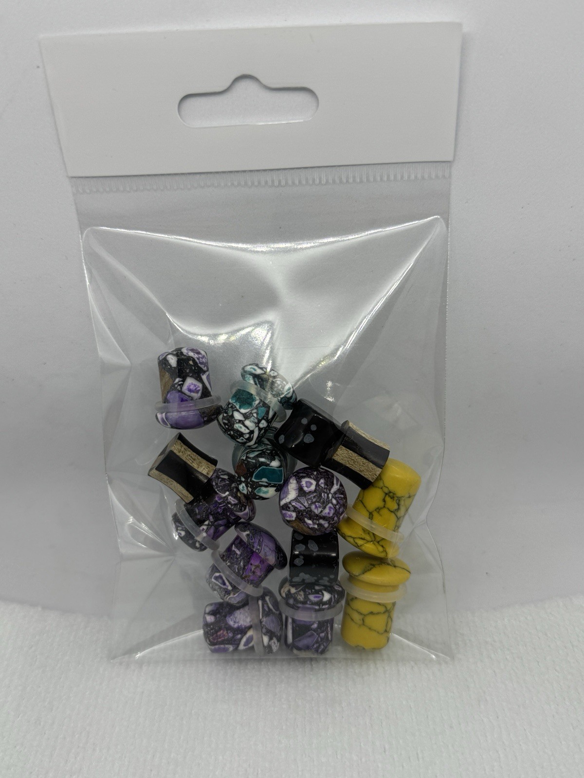 7 Pair 00g 10mm Natural Stone Ear Gauges Forest Collection