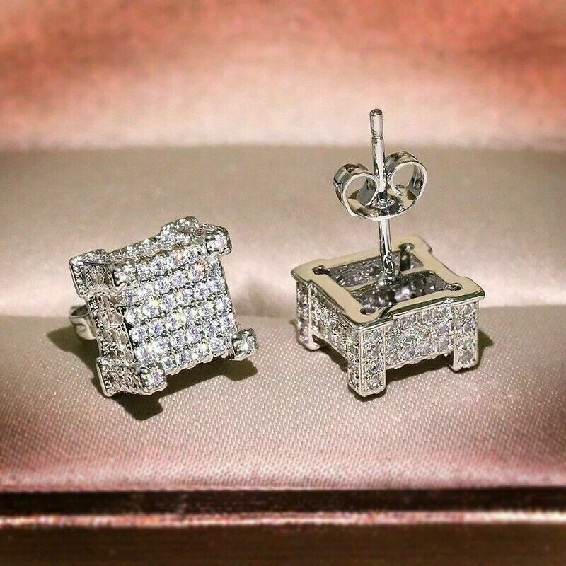3.1Ct Round Cut Lab Created Diamond Men’s Stud Earring 14K Yellow Gold Plated