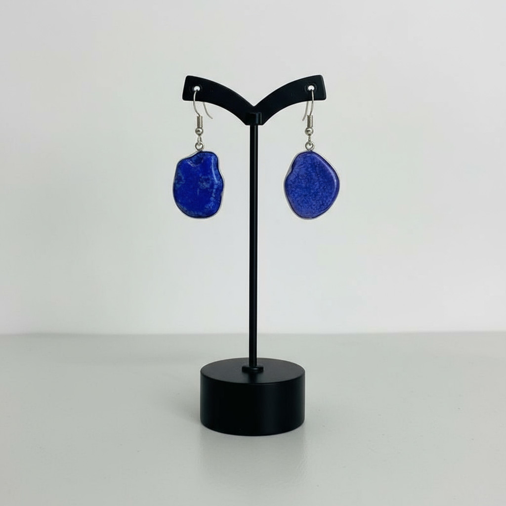 Handmade Lapis Lazuli 31 Carat Dangle Earrings | Handmade Blue Stone Jewelry