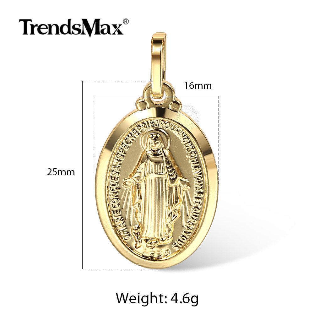 16-24″ Gold Plated Stainless Steel Virgin Mary Pendant Necklace or Charm Only