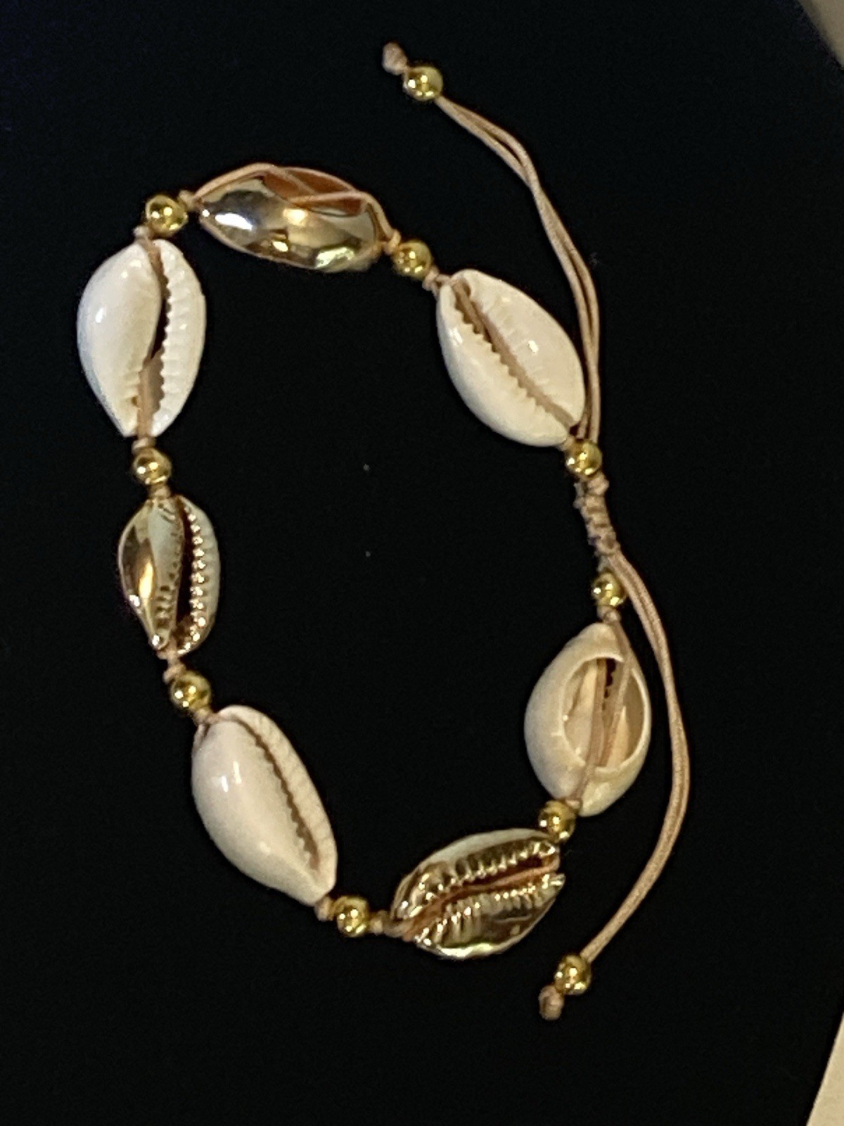 Gold White Cowrie Shell Bracelet Adjustable Macrame Beaded Bohemian Beach Jewelr