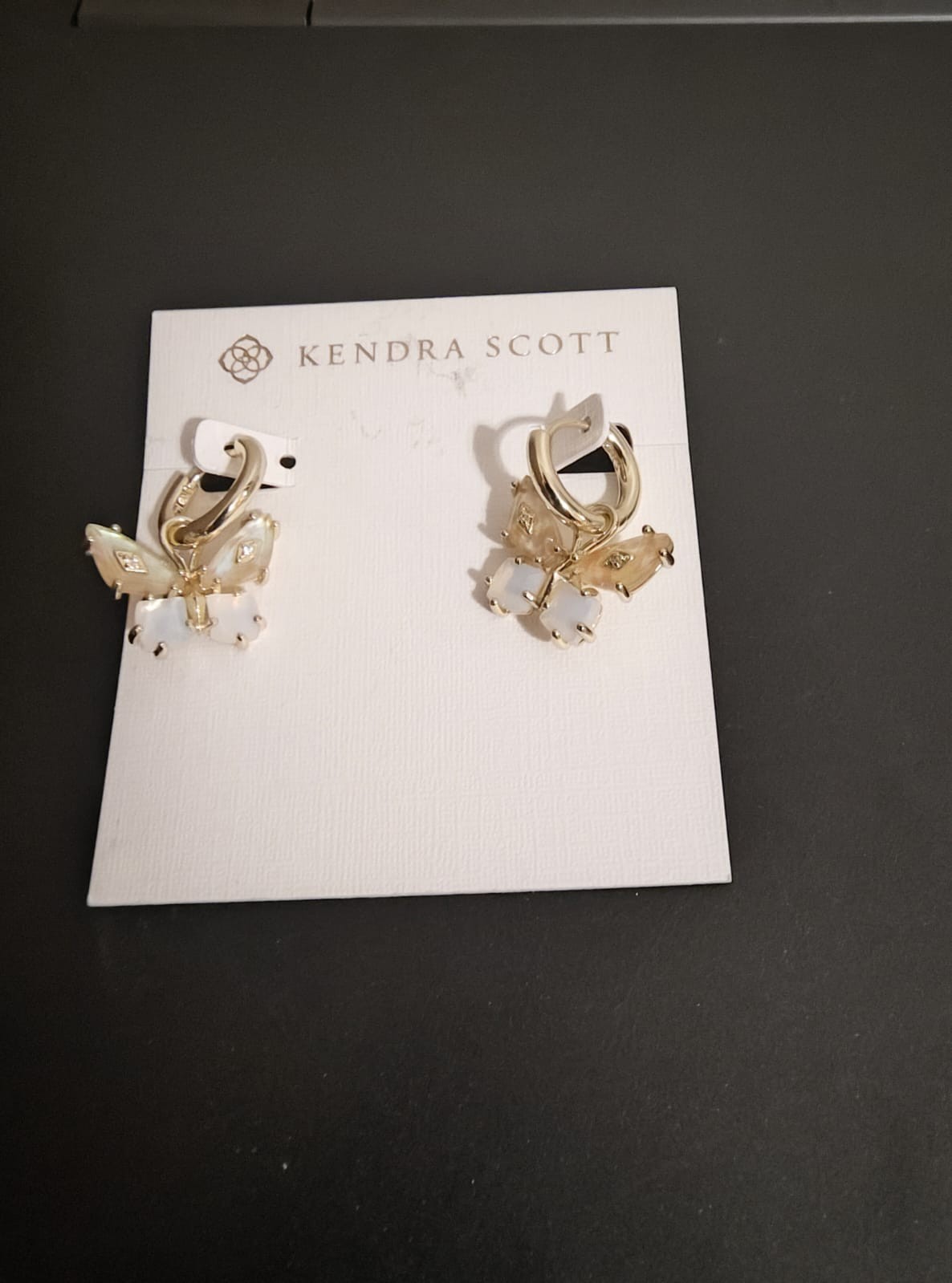 Kendra Scott Bianca Butterfly Huggie Earrings 14K Gold-Plated White Mix NWT