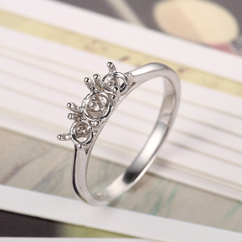 Sterling Silver Round 4mm To 4.75mm & 3mm To 3.6mm Semi Mount Ring Fine Jewelry