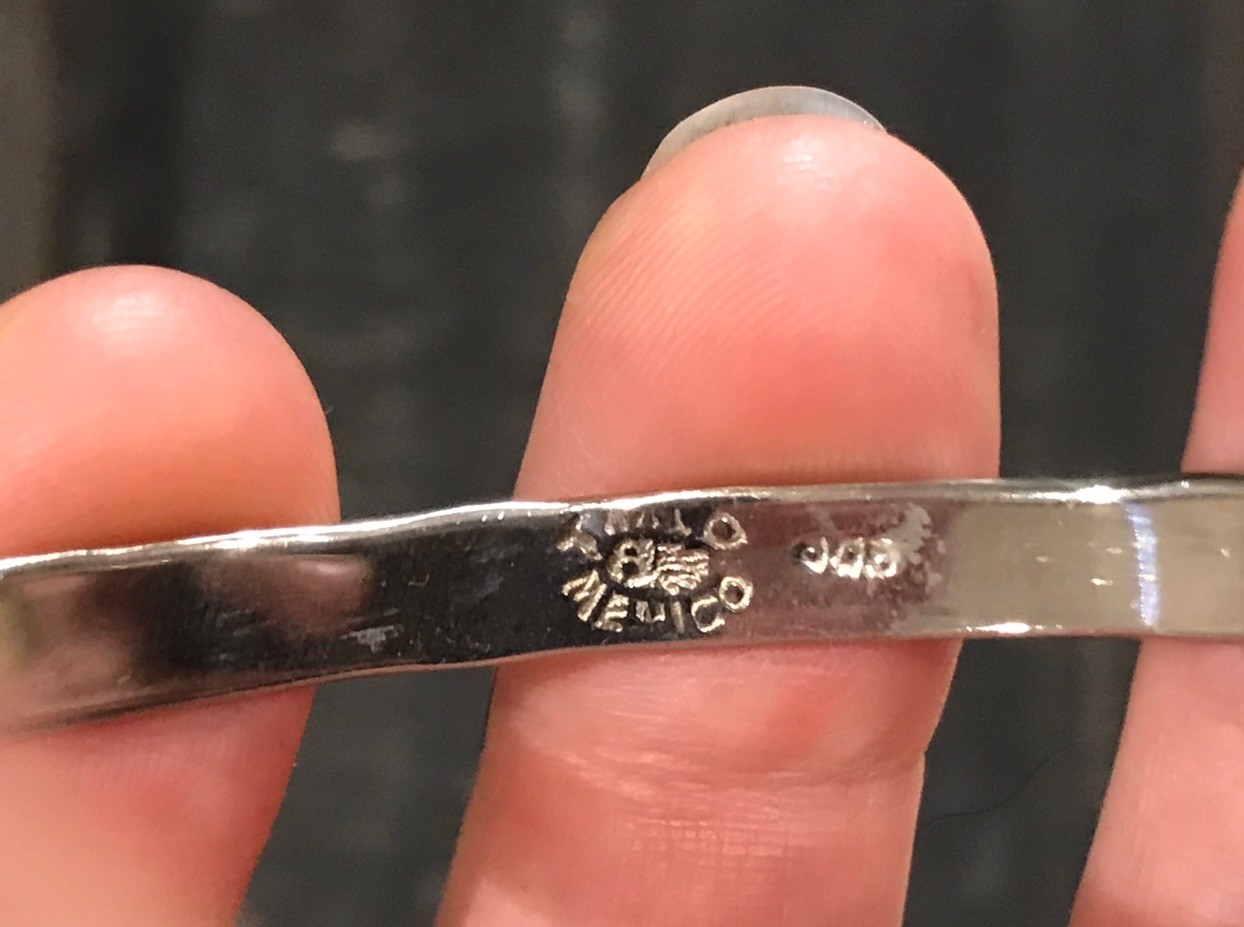 Vintage Silver 900 Marked Signed TAXCO Heavy Bangle Bracelet 15.0 g