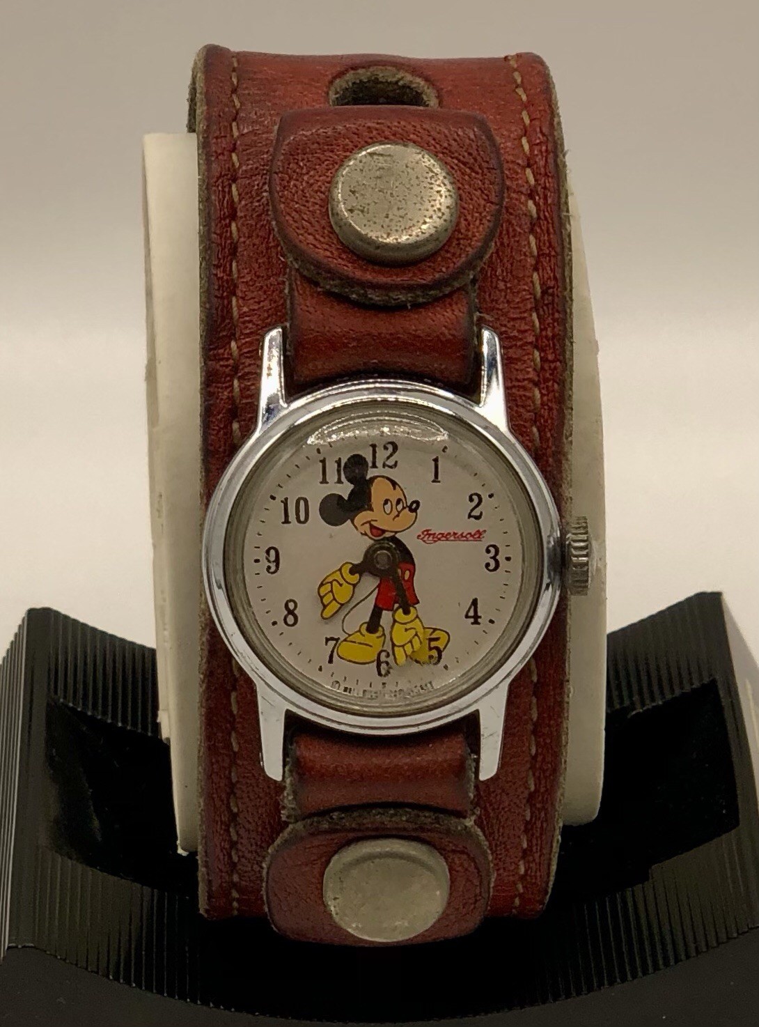 Vintage 1971 Ingersoll Mickey Mouse Mechanical Watch~24mm, Original Band~Runs ✅