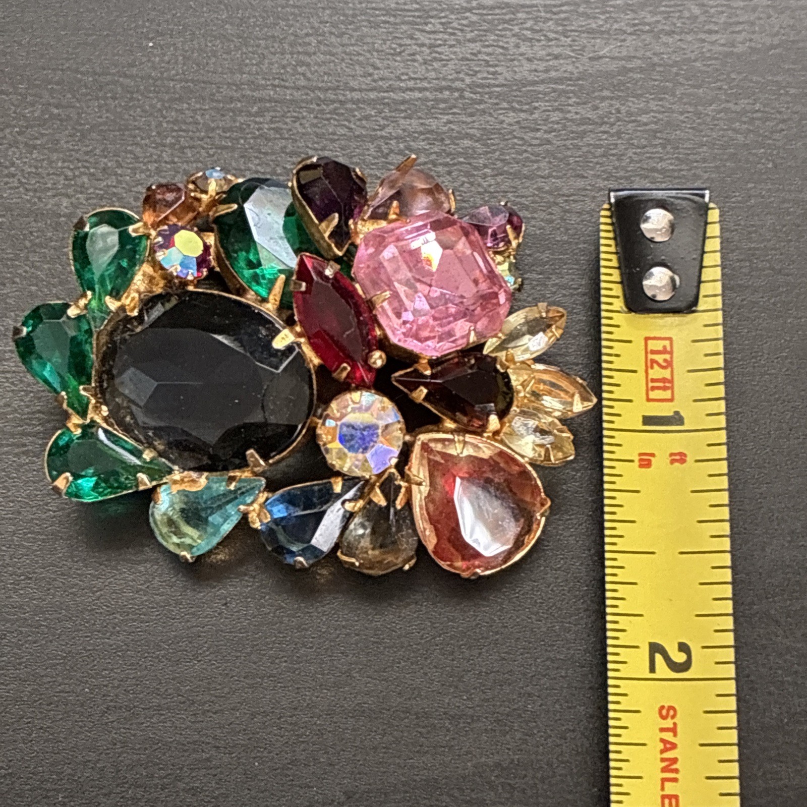 Vintage Juliana Style D&E Rhinestone Statement Brooch Huge Multi-Color Mid Centu
